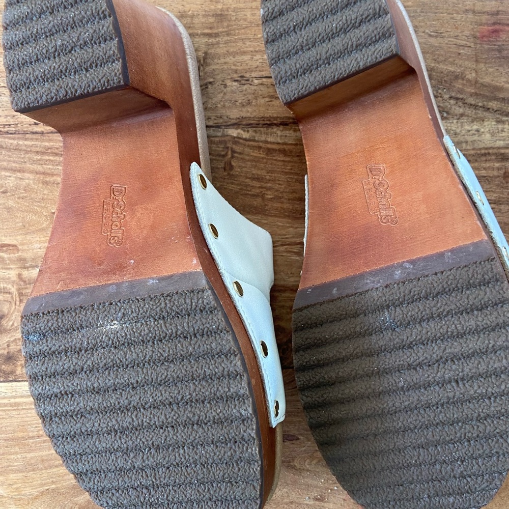 Dr. Scholl's White Leather Women’s Platform Clogs Like New Size 8 - Picture 8 of 11